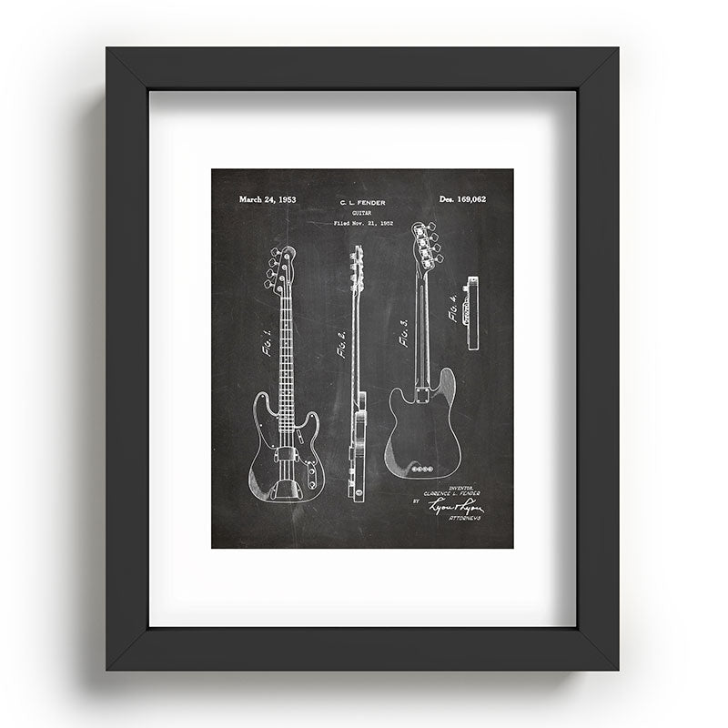 Bass Guitar Patent - Bass Guitarist Art - Black Chalkboard Framed Art Print Gallery Image 80