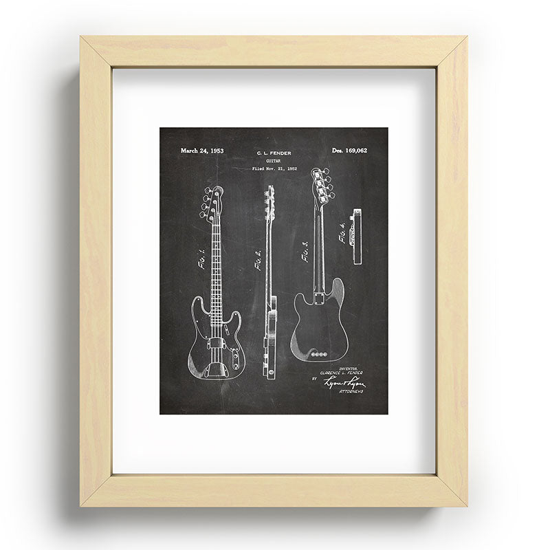Bass Guitar Patent - Bass Guitarist Art - Black Chalkboard Framed Art Print Gallery Image 95