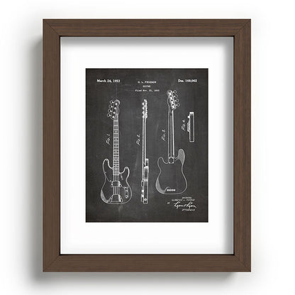 Bass Guitar Patent - Bass Guitarist Art - Black Chalkboard Framed Art Print Gallery Image 88
