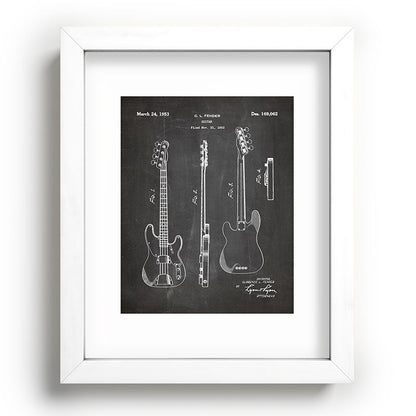 Bass Guitar Patent - Bass Guitarist Art - Black Chalkboard Framed Art Print Gallery Image 103