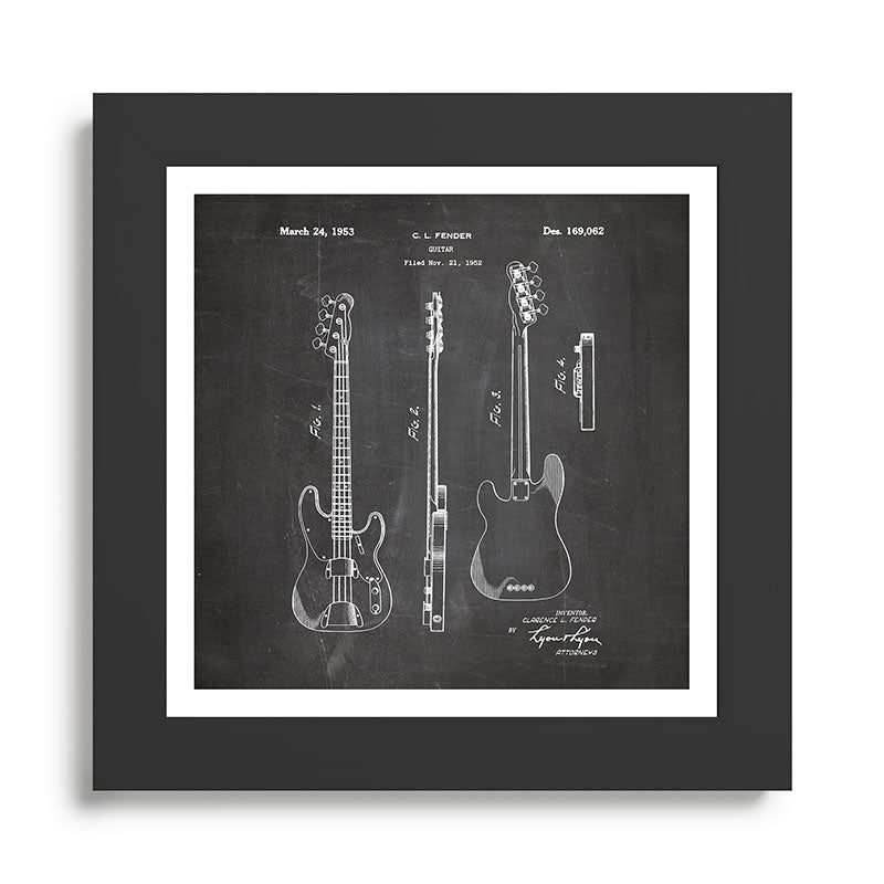 Bass Guitar Patent - Bass Guitarist Art - Black Chalkboard Framed Art Print Gallery Image 46