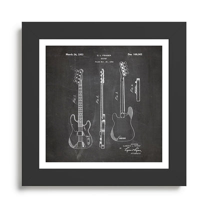 Bass Guitar Patent - Bass Guitarist Art - Black Chalkboard Framed Art Print Gallery Image 46