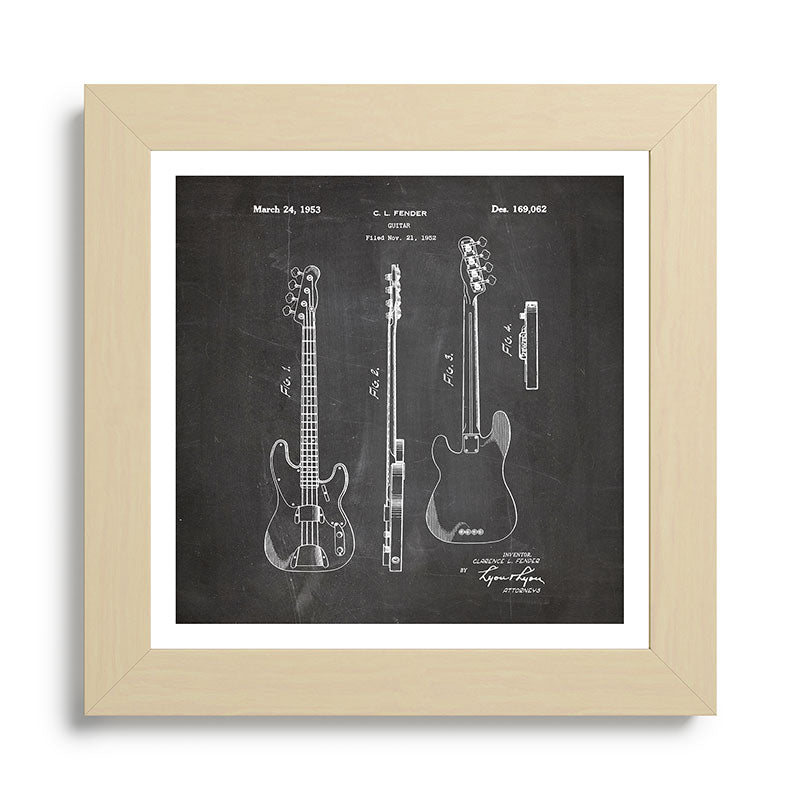 Bass Guitar Patent - Bass Guitarist Art - Black Chalkboard Framed Art Print Gallery Image 68