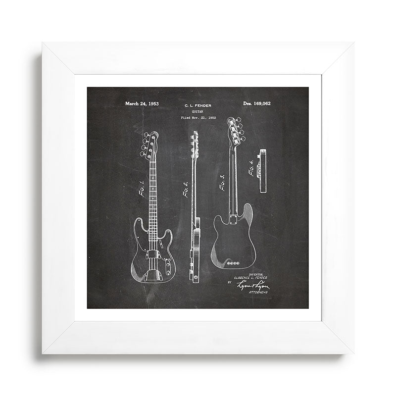 Bass Guitar Patent - Bass Guitarist Art - Black Chalkboard Framed Art Print Gallery Image 79