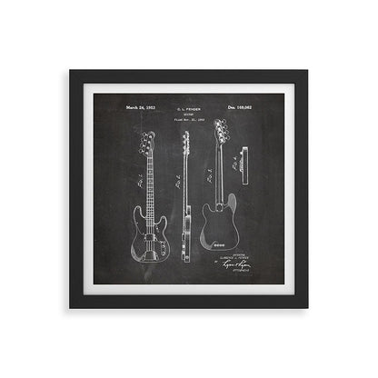 Bass Guitar Patent - Bass Guitarist Art - Black Chalkboard Framed Art Print Gallery Image 50