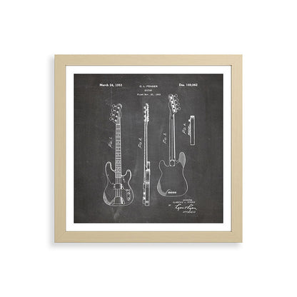 Bass Guitar Patent - Bass Guitarist Art - Black Chalkboard Framed Art Print Gallery Image 71