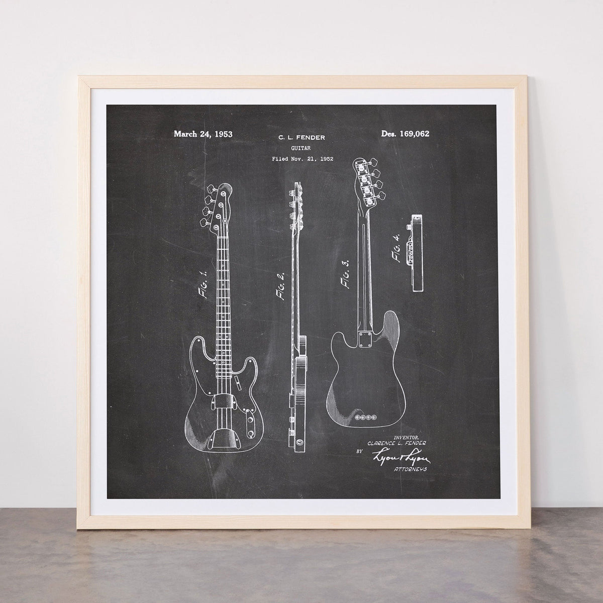 Bass Guitar Patent - Bass Guitarist Art - Black Chalkboard Framed Art Print Gallery Image 77