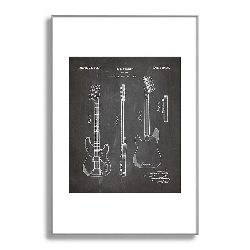 Bass Guitar Patent - Bass Guitarist Art - Black Chalkboard Framed Art Print Gallery Image 137