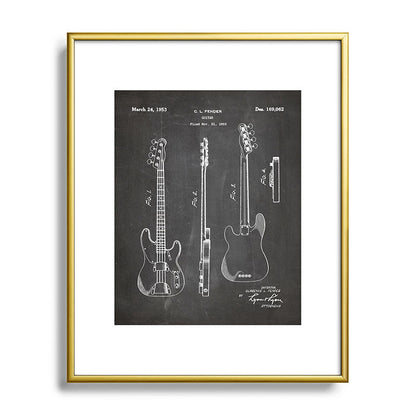 Bass Guitar Patent - Bass Guitarist Art - Black Chalkboard Framed Art Print Gallery Image 120
