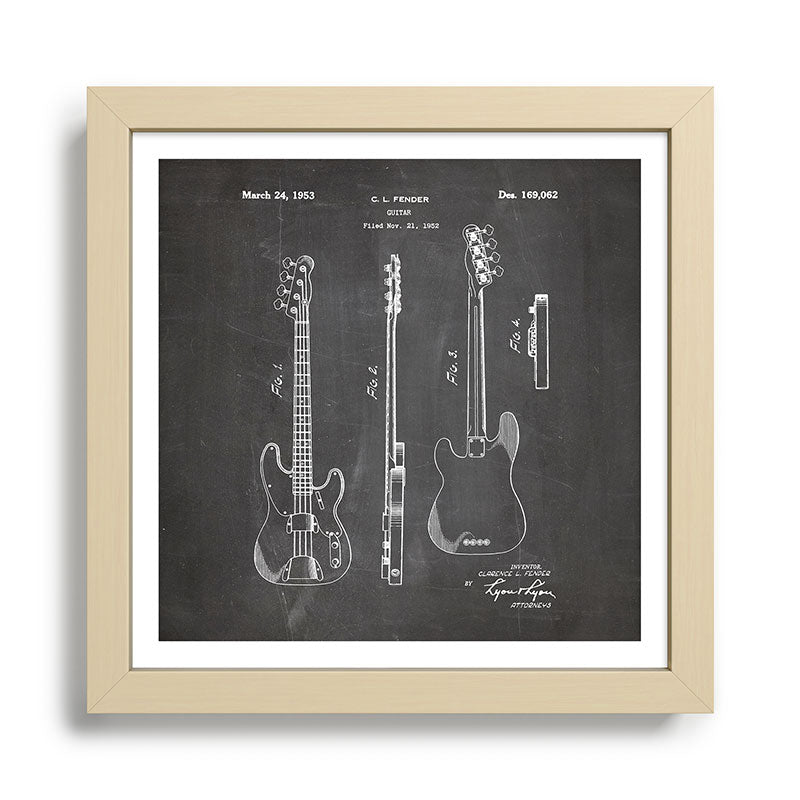 Bass Guitar Patent - Bass Guitarist Art - Black Chalkboard Framed Art Print Gallery Image 24