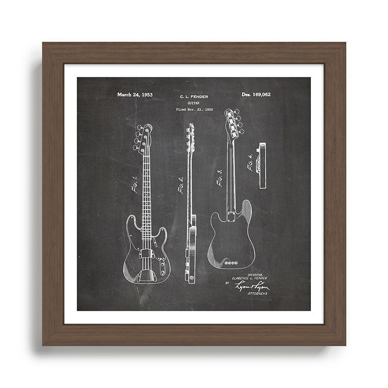 Bass Guitar Patent - Bass Guitarist Art - Black Chalkboard Framed Art Print Gallery Image 13