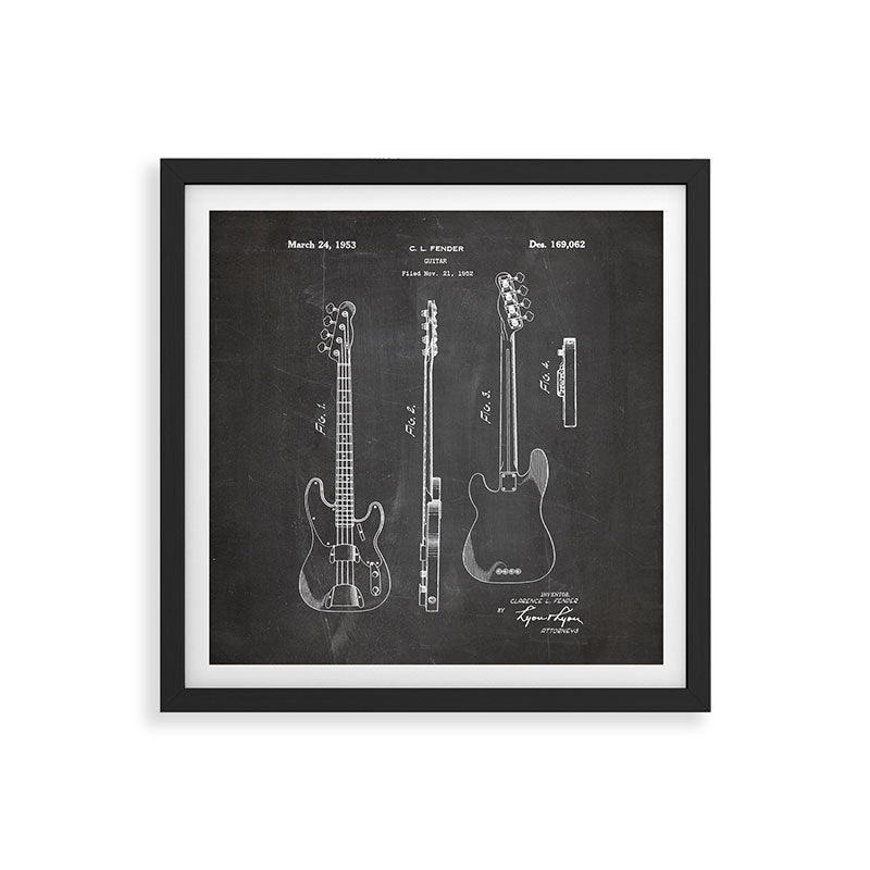 Bass Guitar Patent - Bass Guitarist Art - Black Chalkboard Framed Art Print Gallery Image 7