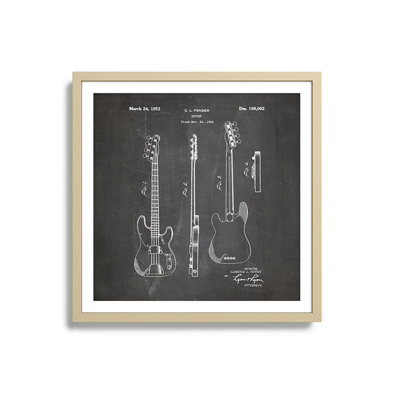 Bass Guitar Patent - Bass Guitarist Art - Black Chalkboard Framed Art Print Gallery Image 27