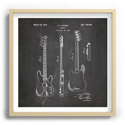 Bass Guitar Patent - Bass Guitarist Art - Black Chalkboard Framed Art Print Gallery Image 109