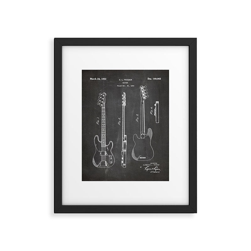 Bass Guitar Patent - Bass Guitarist Art - Black Chalkboard Framed Art Print Gallery Image 6