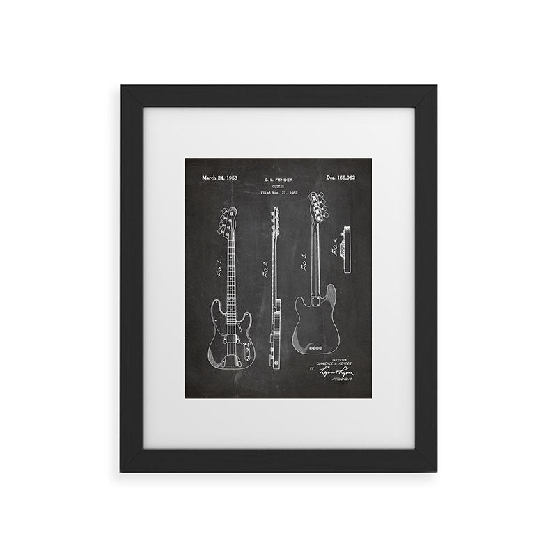 Bass Guitar Patent - Bass Guitarist Art - Black Chalkboard Framed Art Print Gallery Image 47