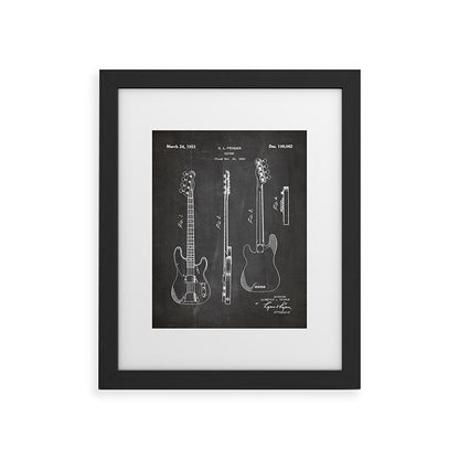 Bass Guitar Patent - Bass Guitarist Art - Black Chalkboard Framed Art Print Gallery Image 40