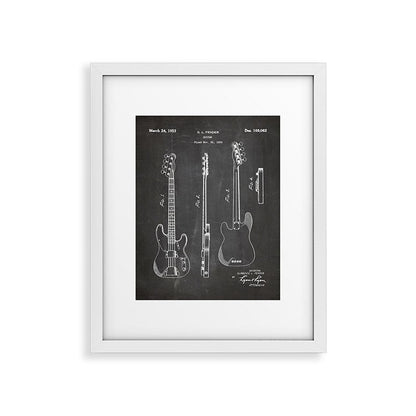 Bass Guitar Patent - Bass Guitarist Art - Black Chalkboard Framed Art Print Gallery Image 36