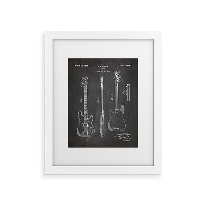 Bass Guitar Patent - Bass Guitarist Art - Black Chalkboard Framed Art Print Gallery Image 69