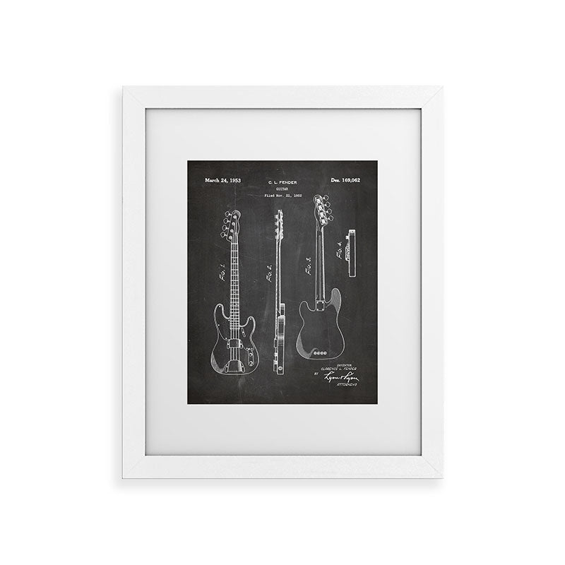 Bass Guitar Patent - Bass Guitarist Art - Black Chalkboard Framed Art Print Gallery Image 73