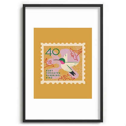 Hummingbird Postage Stamp Framed Art Print Gallery Image 85