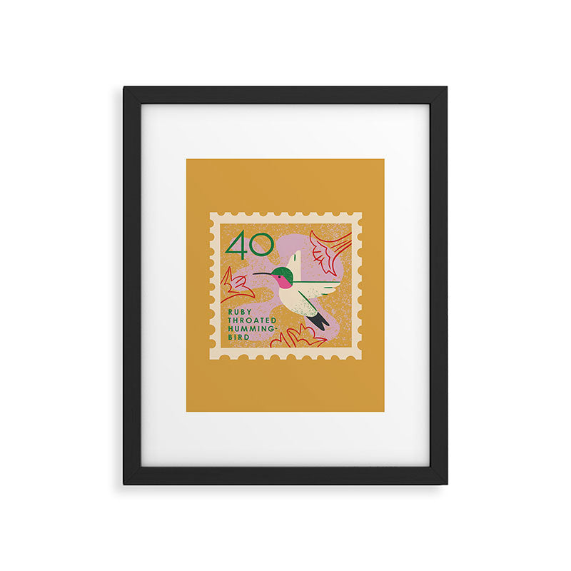Hummingbird Postage Stamp Framed Art Print Gallery Image 1