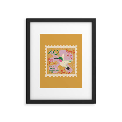 Hummingbird Postage Stamp Framed Art Print Gallery Image 1