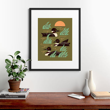 Loons At Dusk Framed Art Print Gallery Image 35