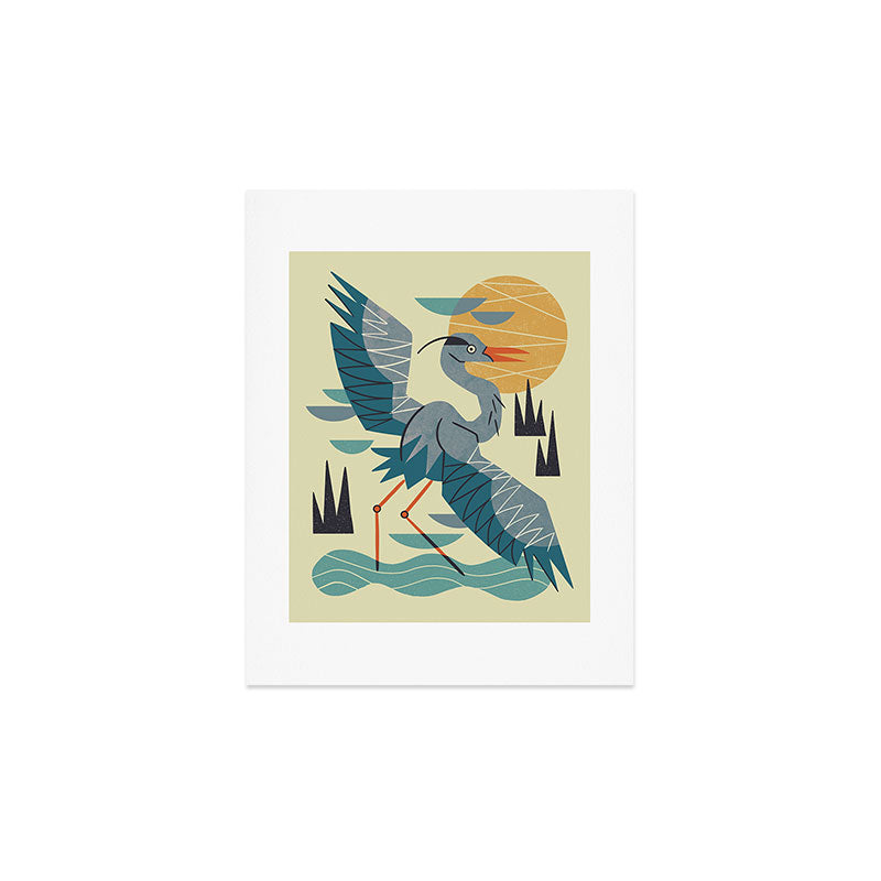Stretching Heron Art Print Gallery Image 3