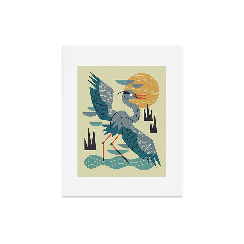 Stretching Heron Art Print Gallery Image 4