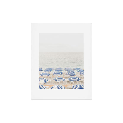 Blue Striped Umbrellas of the French Riviera | Nice, France beach photography Art Print Gallery Image 4