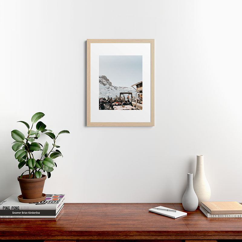 Dolomite Ski Resort | The definition of Mountaintop Après-ski definition | Norther Italy travel prints Framed Art Print Gallery Image 27