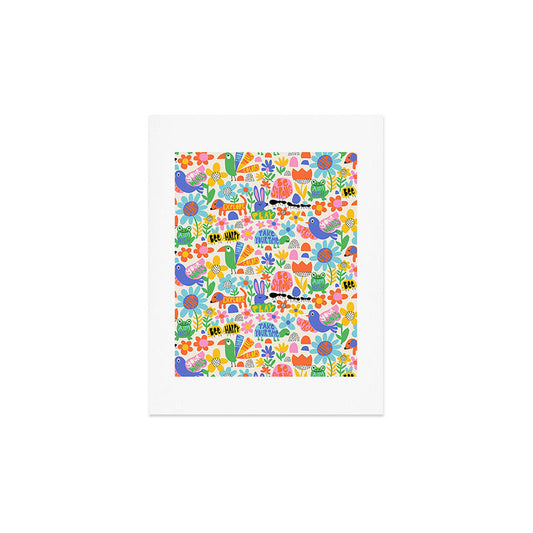 Playful Meadow Cute Animals with Motivational Affirmations - Bright Rainbow Art Print Gallery Image 2