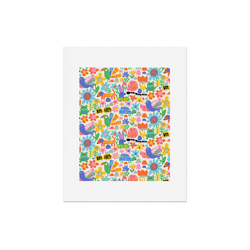 Playful Meadow Cute Animals with Motivational Affirmations - Bright Rainbow Art Print Gallery Image 5