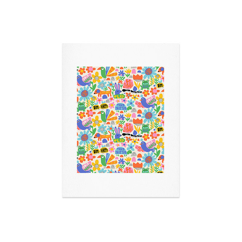 Playful Meadow Cute Animals with Motivational Affirmations - Bright Rainbow Art Print Gallery Image 6
