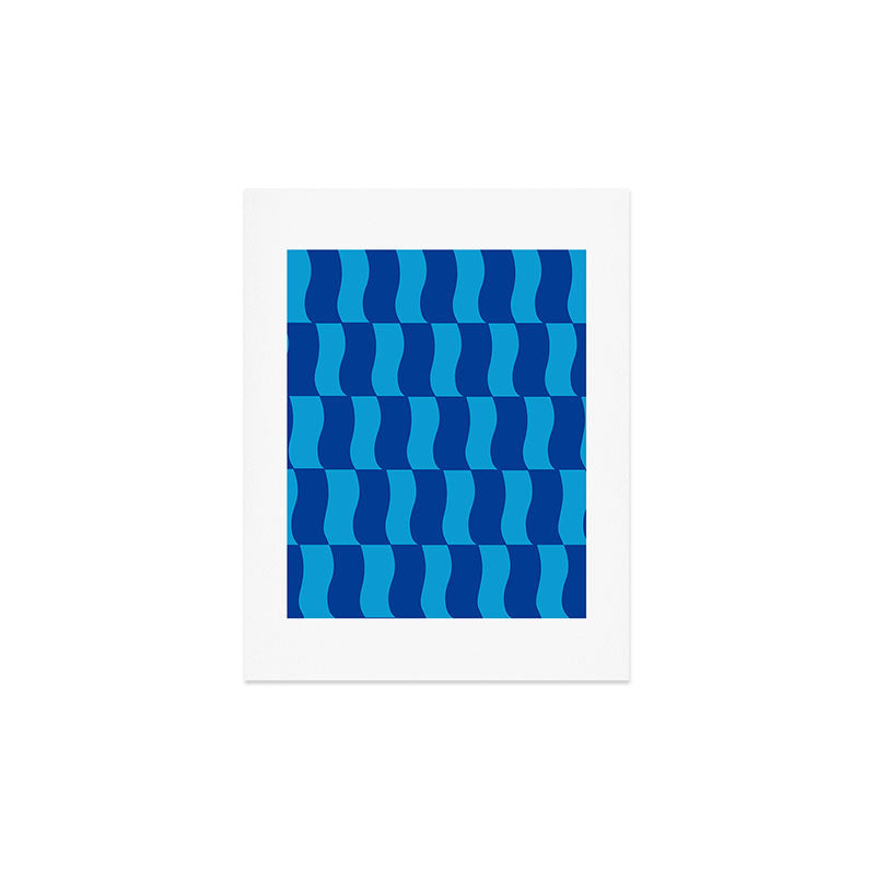 Cobalt Sky Wavy Blocks Art Print Gallery Image 3