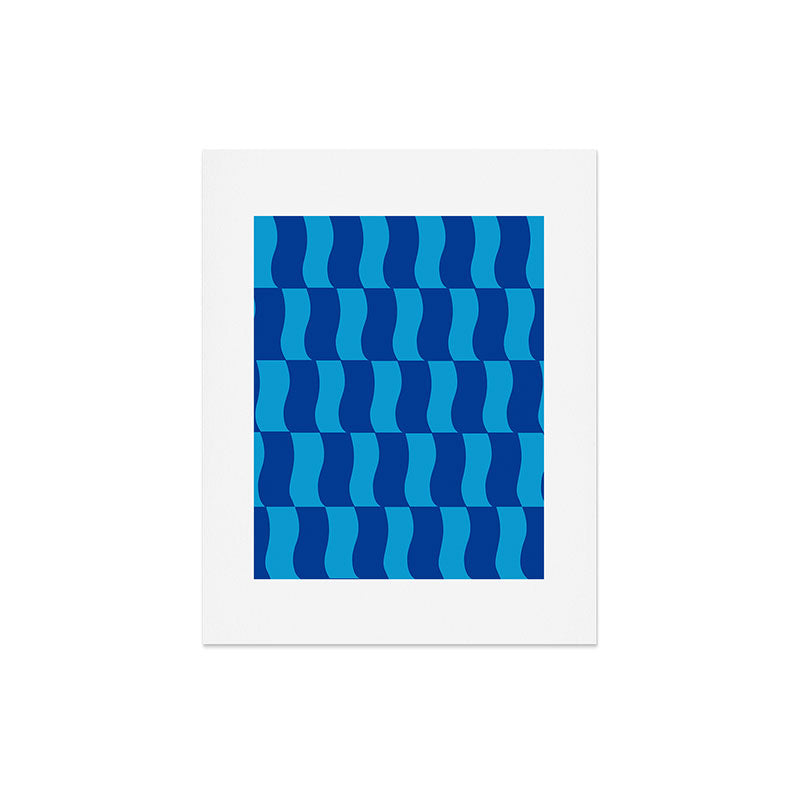 Cobalt Sky Wavy Blocks Art Print Gallery Image 7