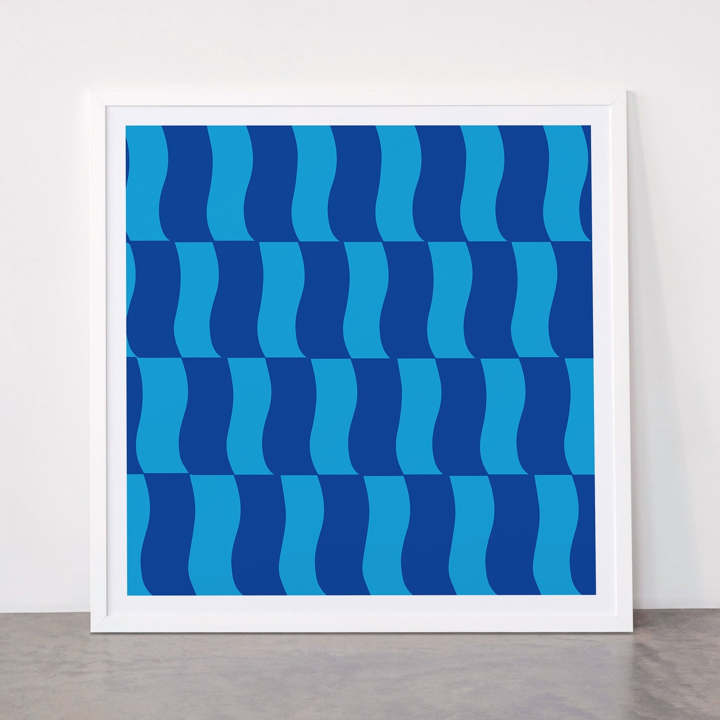 Cobalt Sky Wavy Blocks Framed Art Print Gallery Image 87
