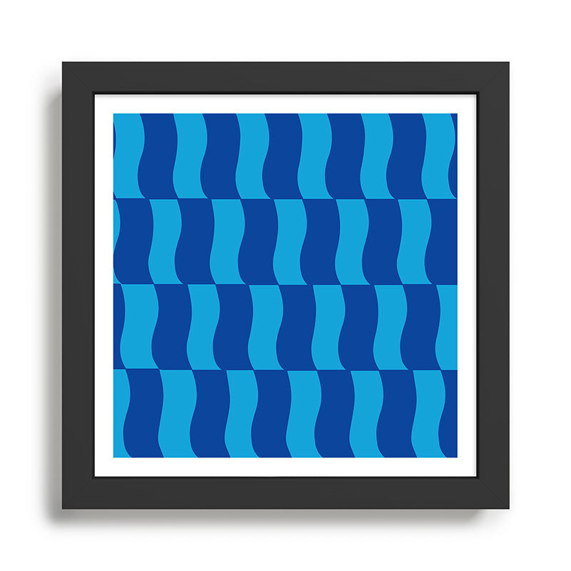 Cobalt Sky Wavy Blocks Framed Art Print Gallery Image 2