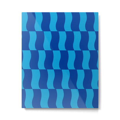 Cobalt Sky Wavy Blocks Metal Print Gallery Image 1