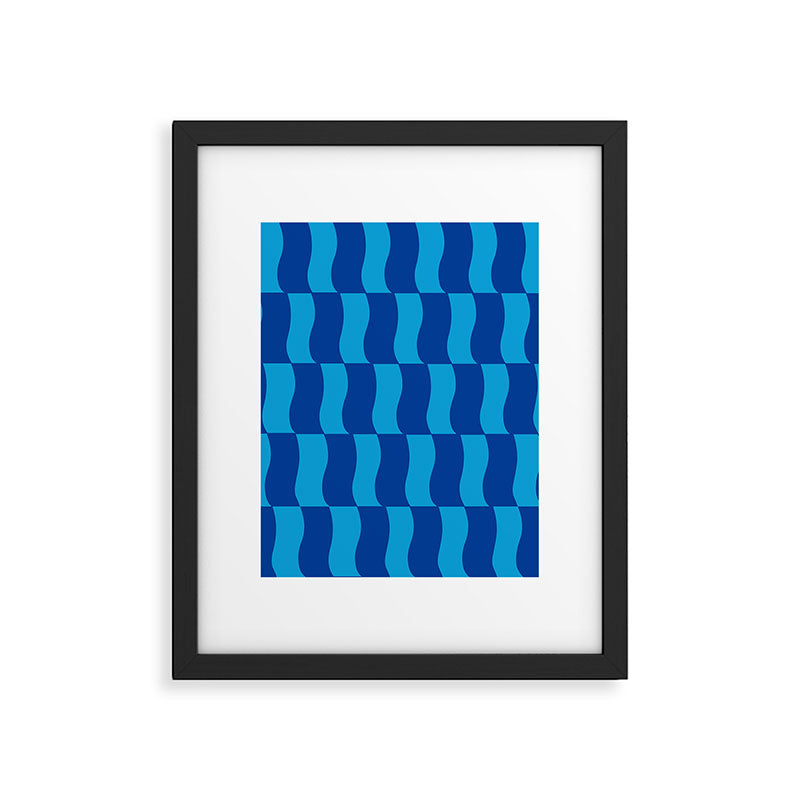 Cobalt Sky Wavy Blocks Framed Art Print Gallery Image 6