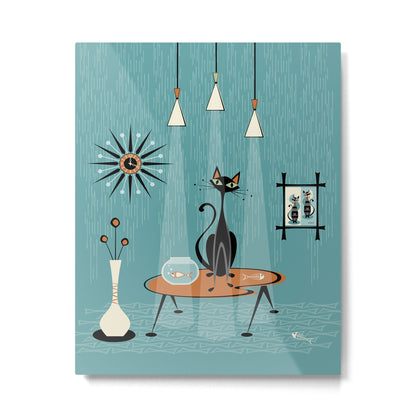 Mid Century Mishchief/ Cat Red Handed I Metal Print Gallery Image 3