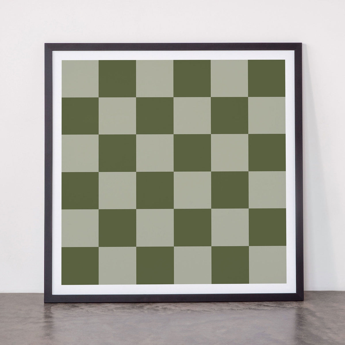 Checkered (Sage & Olive Green) Framed Art Print Gallery Image 15