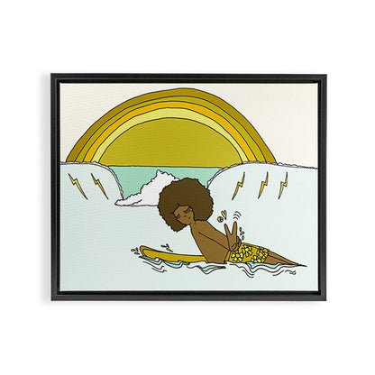 "buttons" kaluhiokalani 70s surf legend // retro surf art by surfy birdy Framed Canvas Print Gallery Image 4