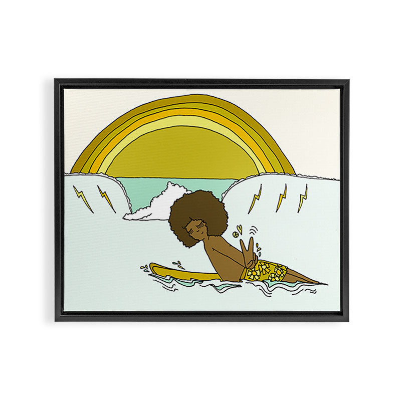 "buttons" kaluhiokalani 70s surf legend // retro surf art by surfy birdy Framed Canvas Print Gallery Image 3