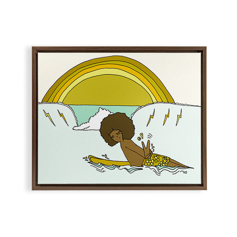"buttons" kaluhiokalani 70s surf legend // retro surf art by surfy birdy Framed Canvas Print Gallery Image 11