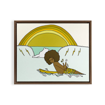 "buttons" kaluhiokalani 70s surf legend // retro surf art by surfy birdy Framed Canvas Print Gallery Image 11