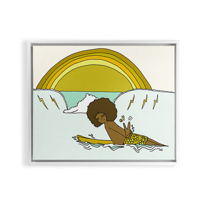 "buttons" kaluhiokalani 70s surf legend // retro surf art by surfy birdy Framed Canvas Print Gallery Image 24