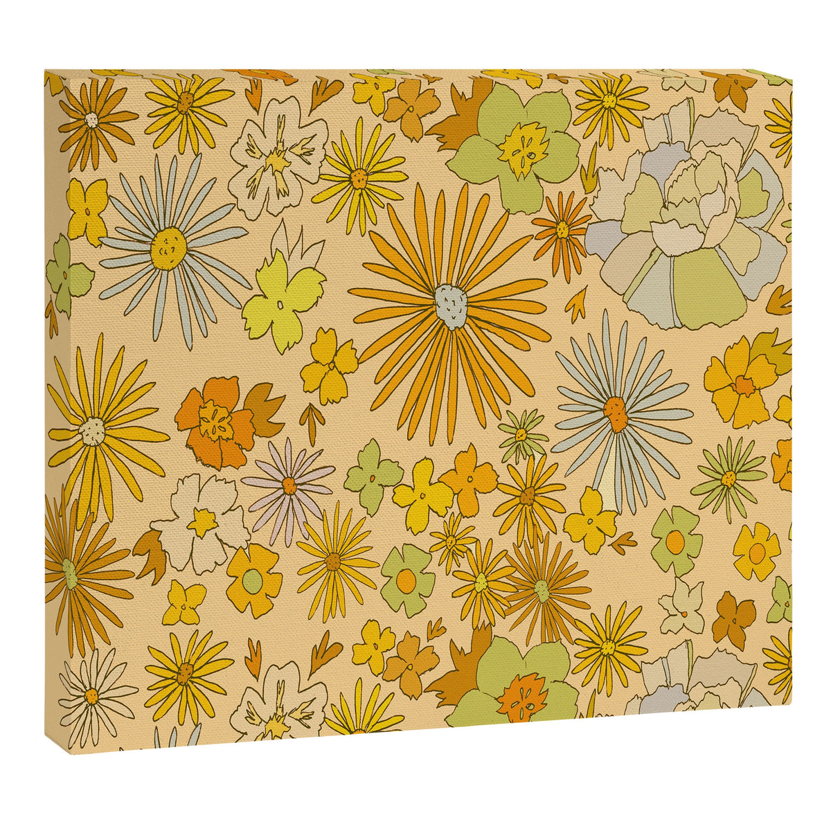 flower power wildflowers brown // retro art by surfy birdy Canvas Print Gallery Image 1