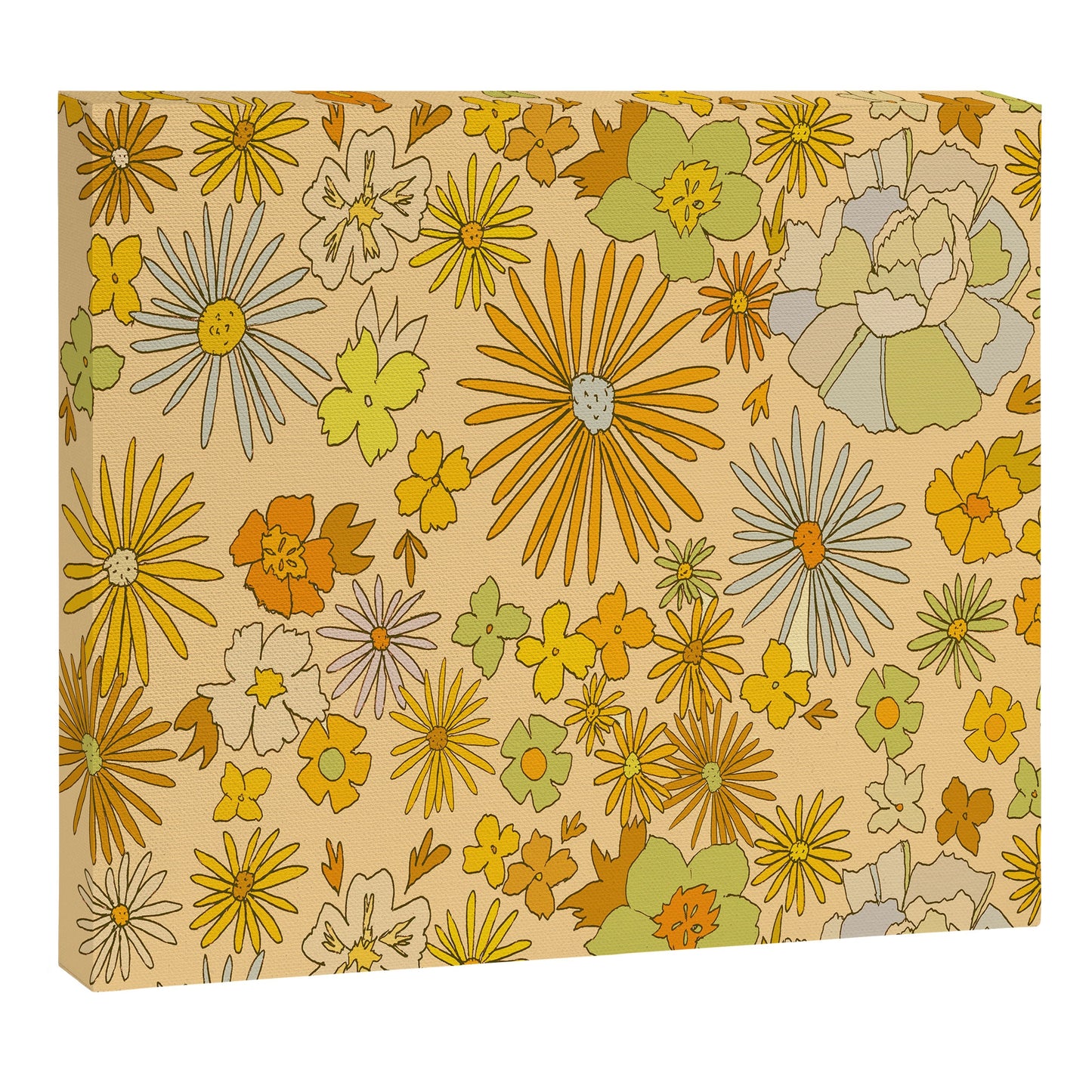 flower power wildflowers brown // retro art by surfy birdy Canvas Print Gallery Image 2